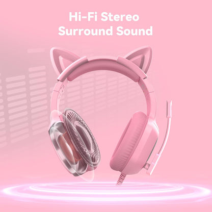 Premium Katzenohren Gaming Headset Rosa