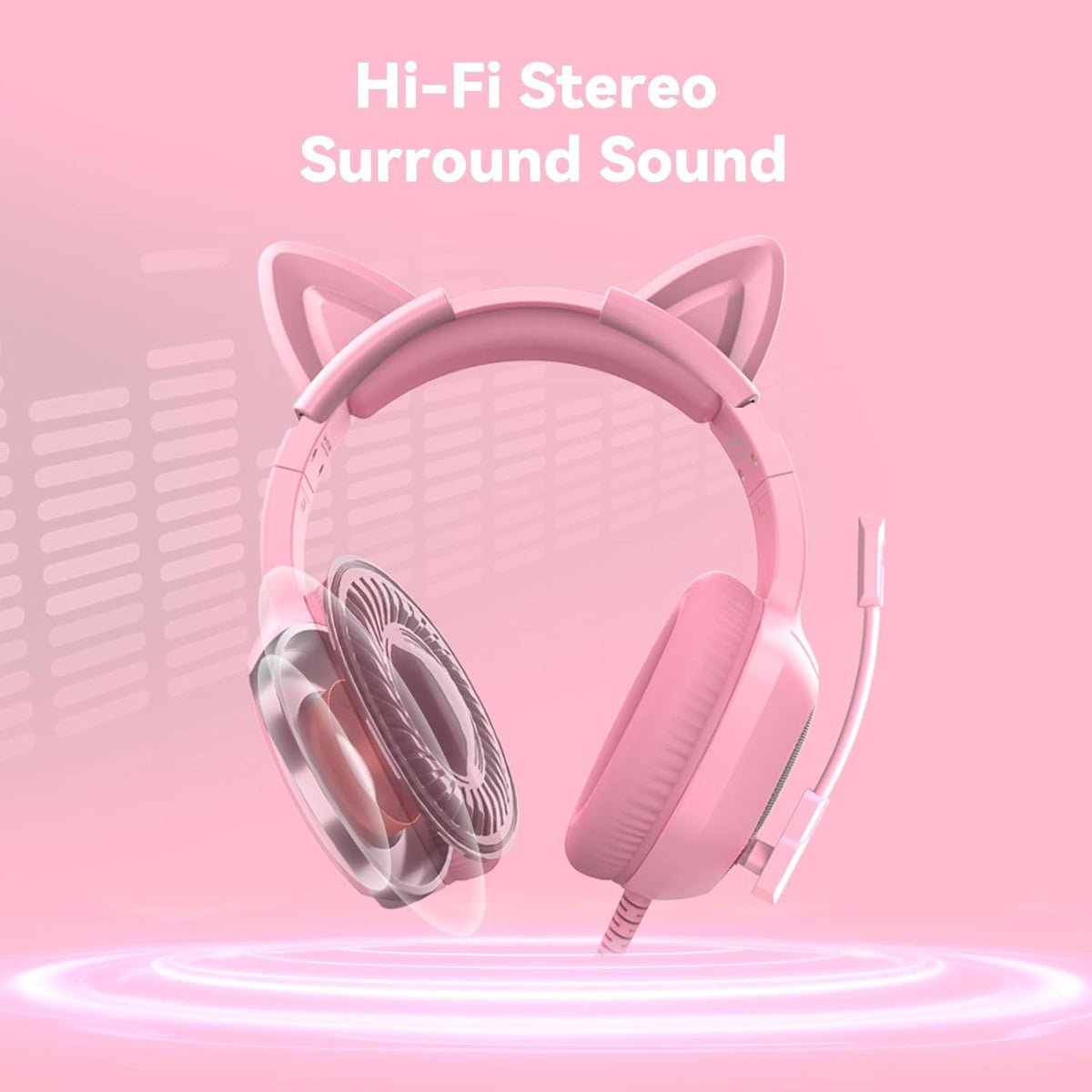 Premium Katzenohren Gaming Headset Rosa