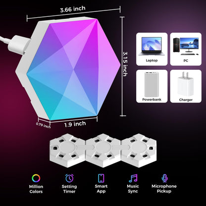 Modulares RGB-IC Hexagon Wandleuchten System
