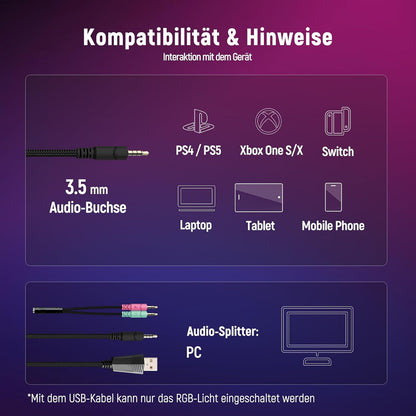Premium 3D Surround Sound Gaming Headset – Over-Ear Kopfhörer mit Mikrofon