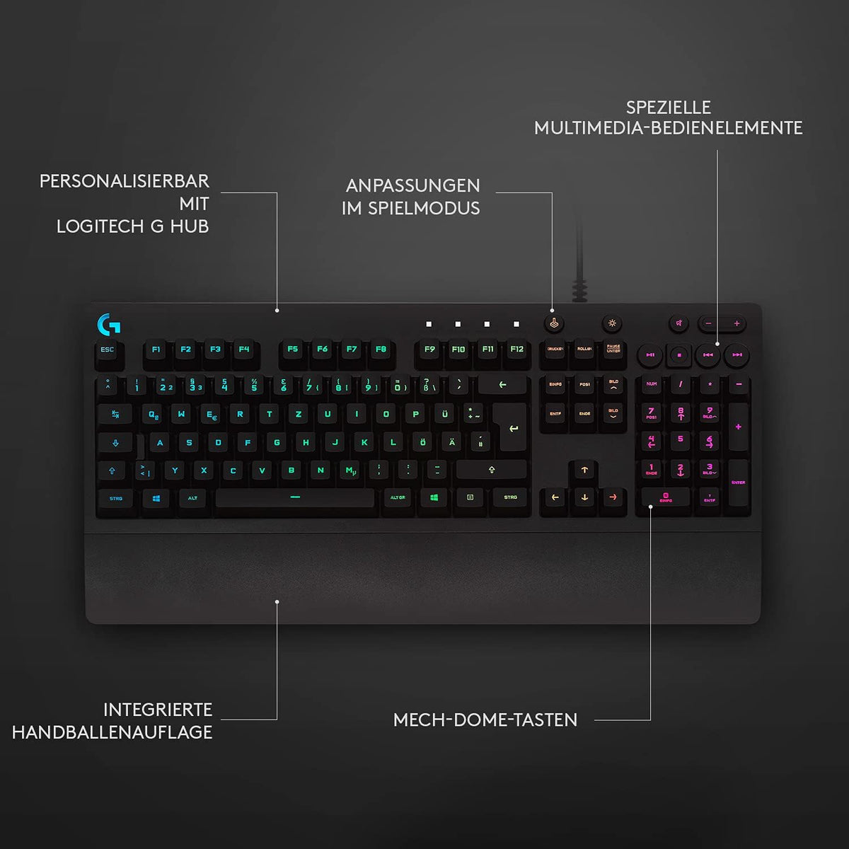 High-Performance RGB Gaming-Tastatur mit Spritzwasserschutz
