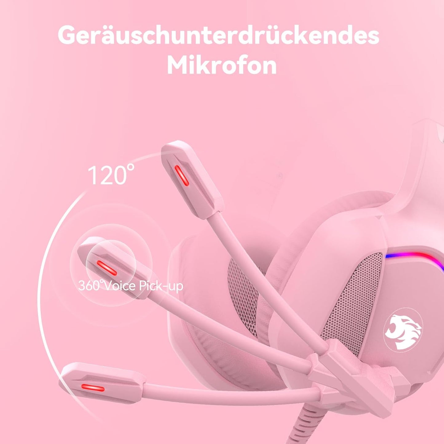 Premium Katzenohren Gaming Headset Rosa
