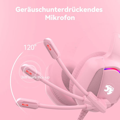 Premium Katzenohren Gaming Headset Rosa