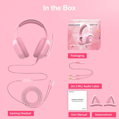 Premium Katzenohren Gaming Headset Rosa