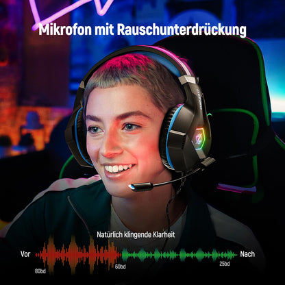 Premium 3D Surround Sound Gaming Headset – Over-Ear Kopfhörer mit Mikrofon