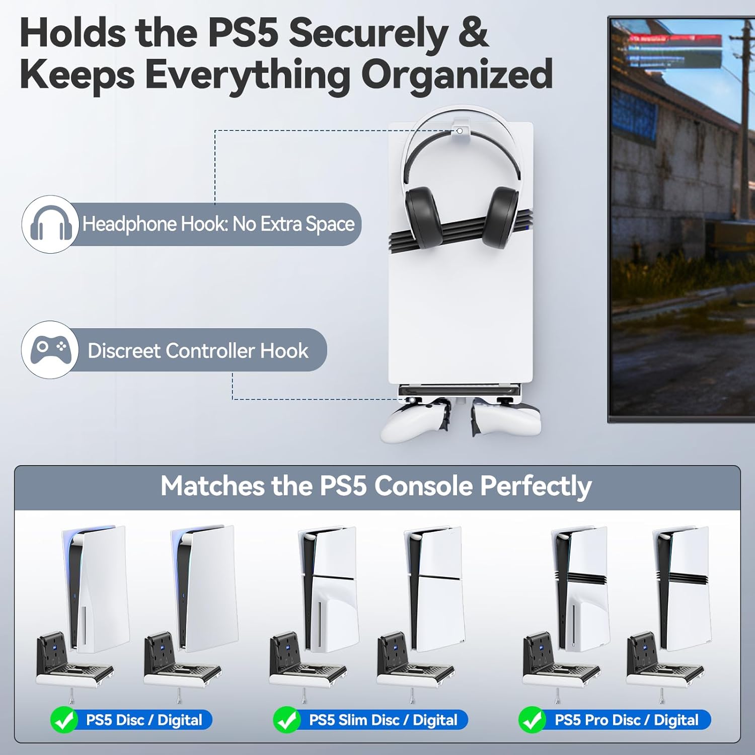 Premium PS5 Wall Mount & Setup Station