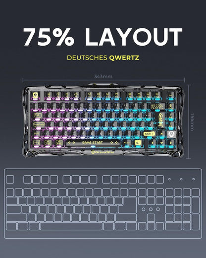 Skeletonized Mechanical QWERTZ Gaming Keyboard