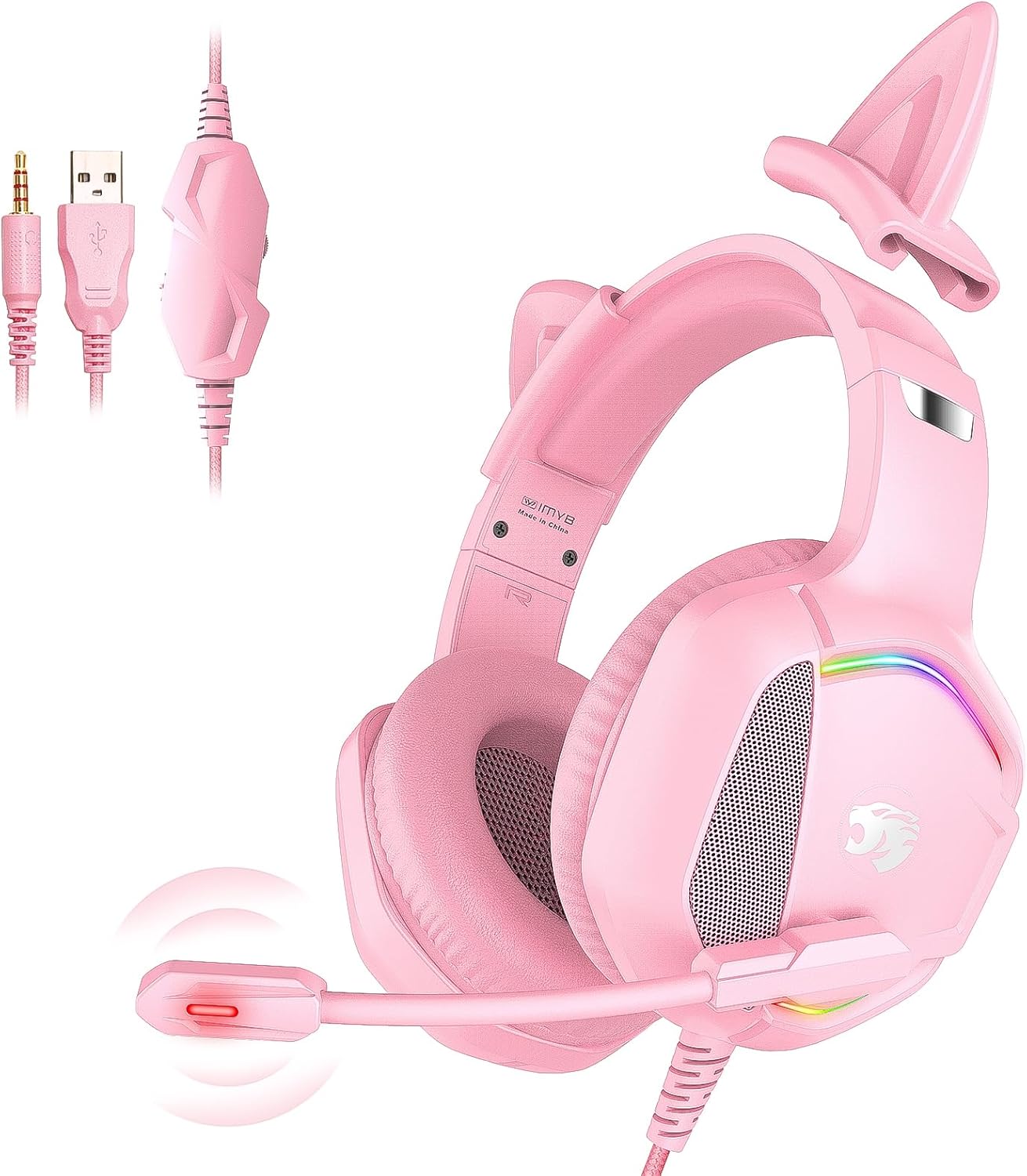 Premium Katzenohren Gaming Headset Rosa