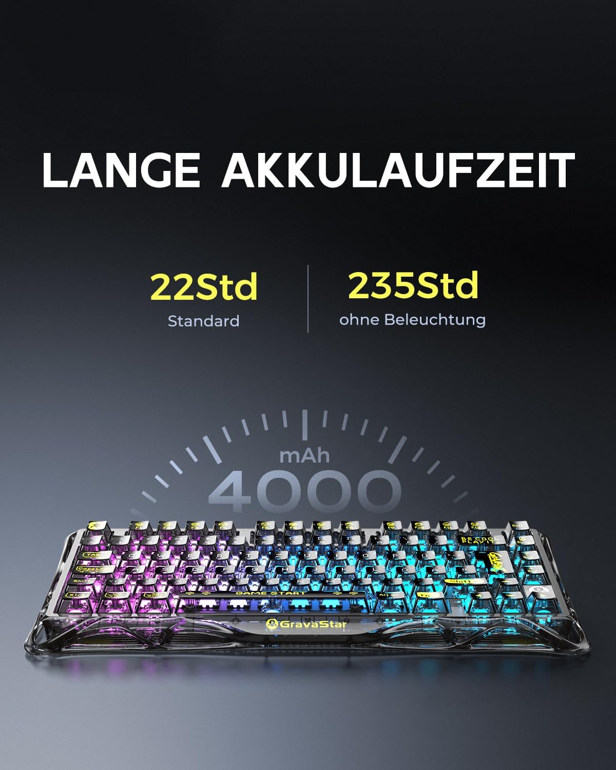 Skeletonized Mechanical QWERTZ Gaming Keyboard