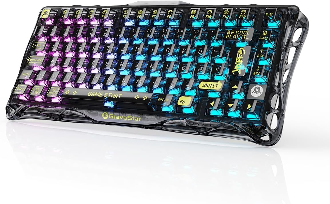 Skelettierte Mechanische QWERTZ Gaming Tastatur