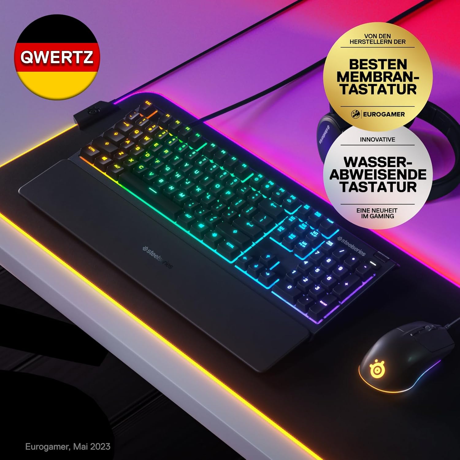 Whisper-quiet waterproof premium gaming keyboard