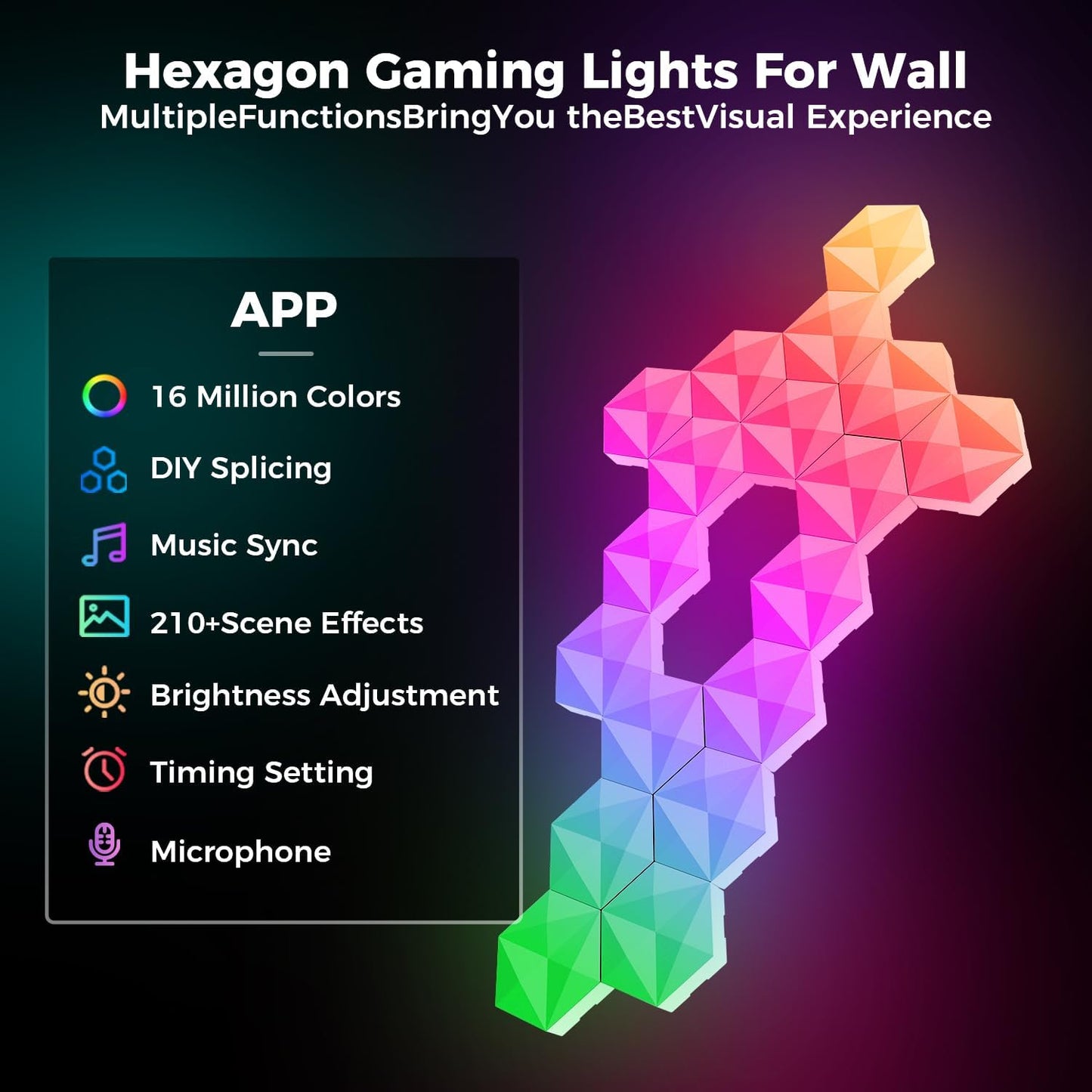 Modulares RGB-IC Hexagon Wandleuchten System