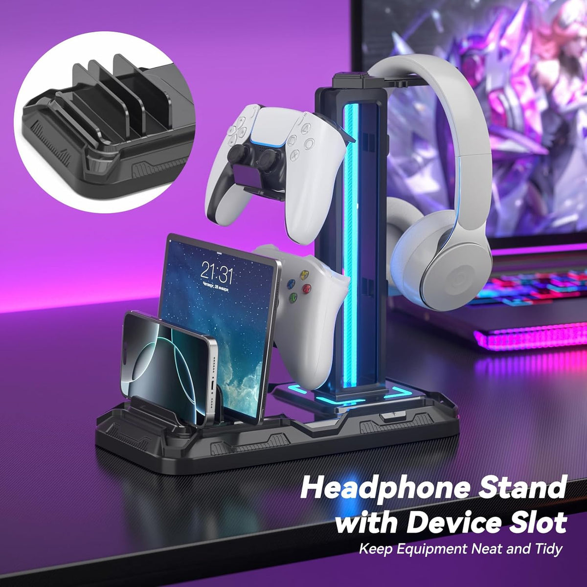 Gaming Command Center mit LED-Ladestation