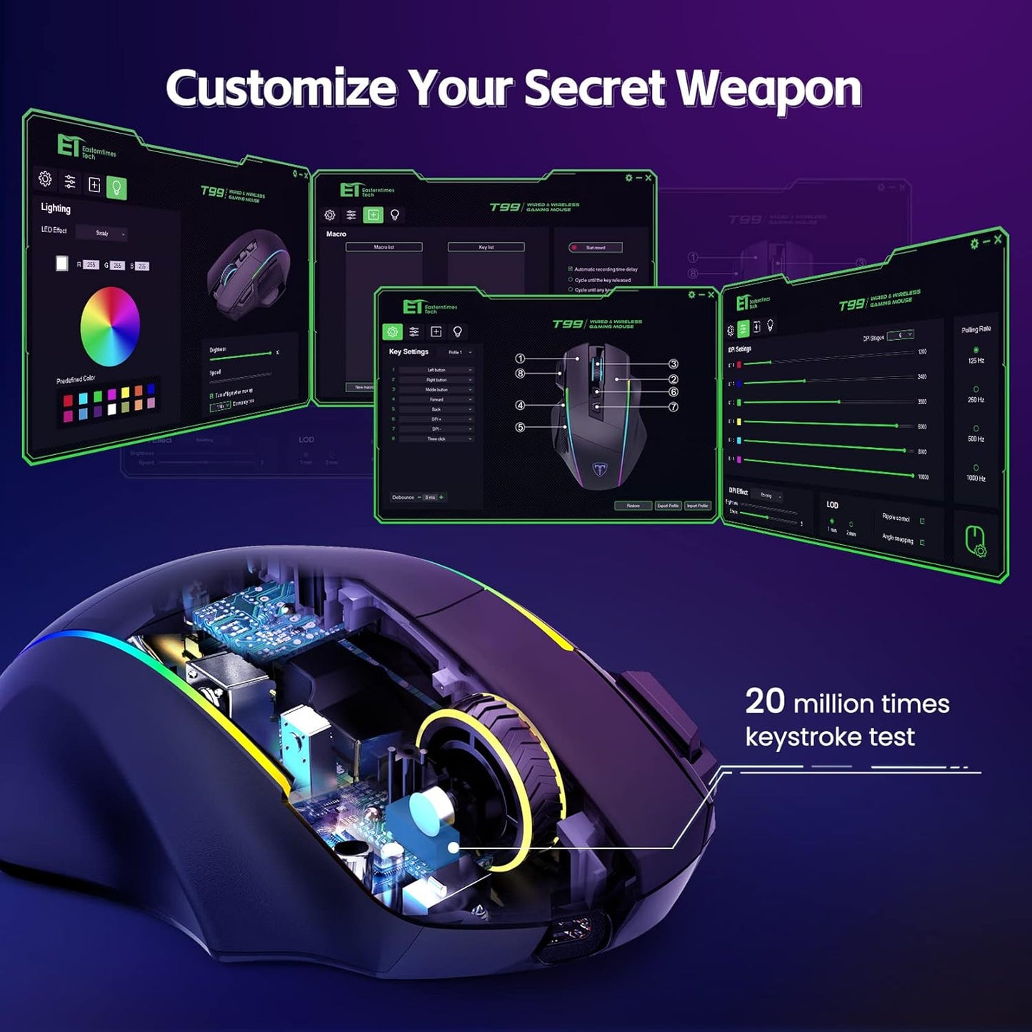 Ergonomische Triple-Mode Profi-Gaming Maus