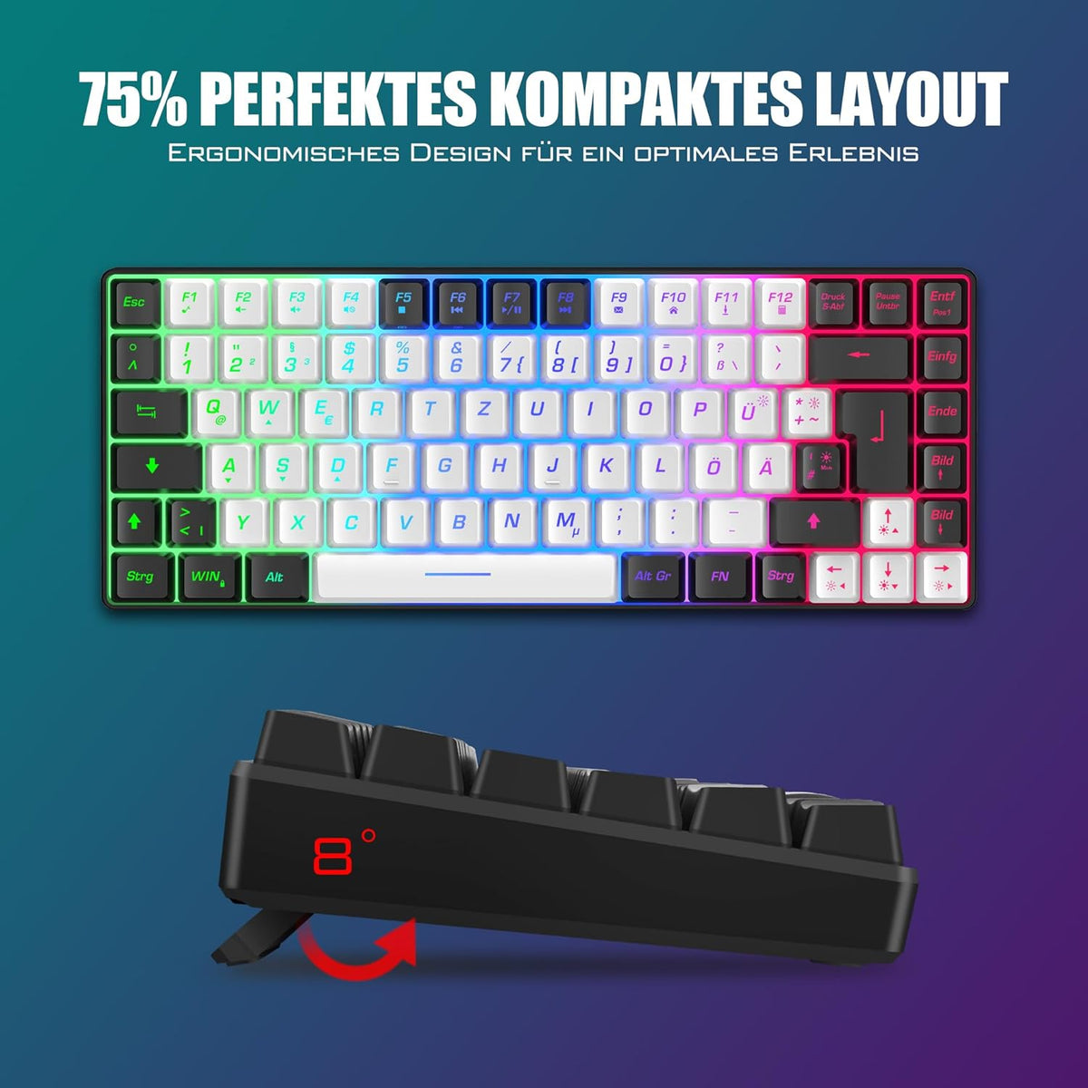 Professionelles kabelloses 75% Gaming-Set