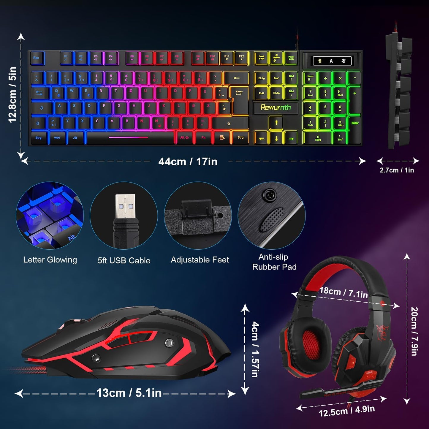 Ultimatives 4-in-1 RGB Gaming Komplett-Set