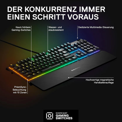 Flüsterleise wasserfeste Premium Gaming Tastatur