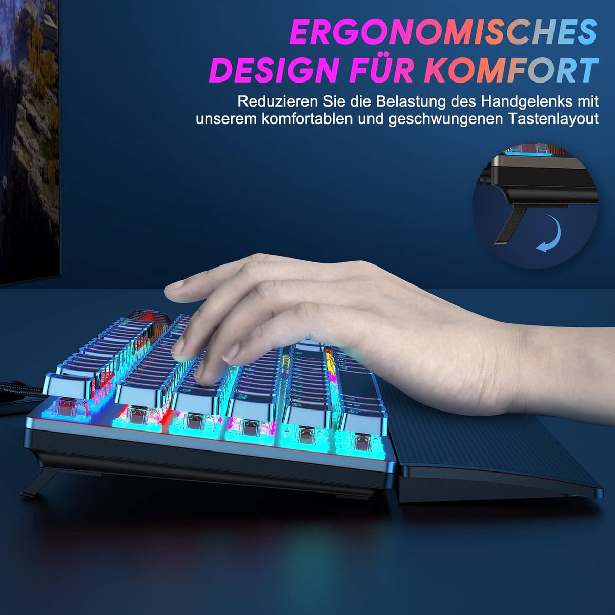 Mechanische Profi-Gaming-Tastatur mit ergonomischem Komfort