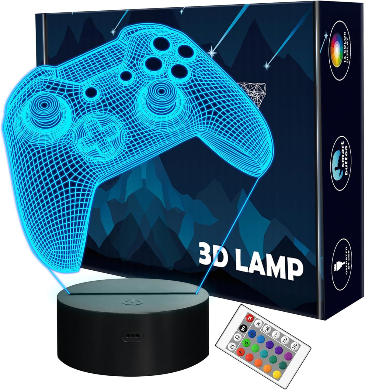 Holographic 3D Gamepad Night Light