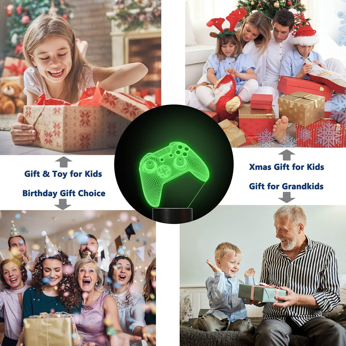 Holographic 3D Gamepad Night Light