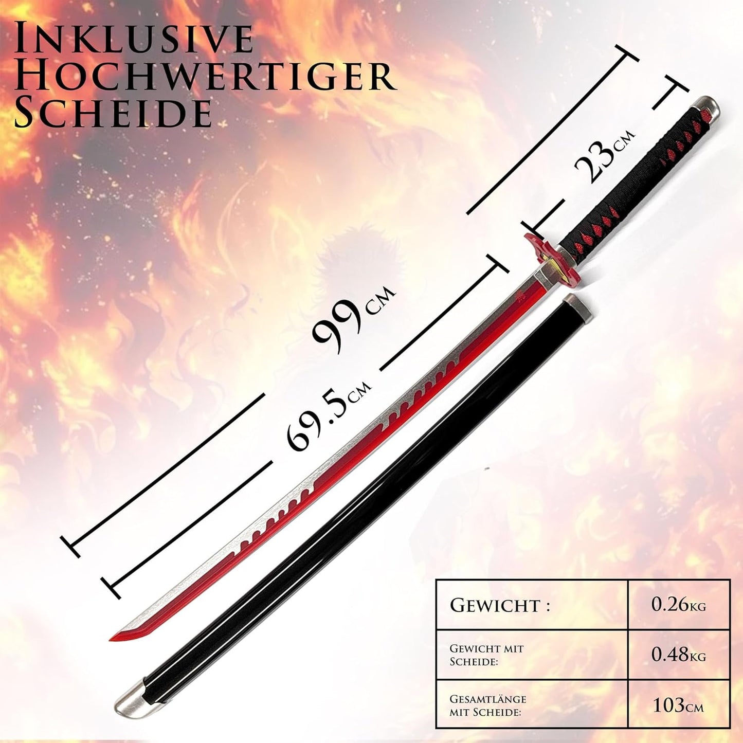 Tanjiro Kamado Feueratem LED Katana
