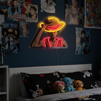 Premium Luffy Neon LED Wandkunst
