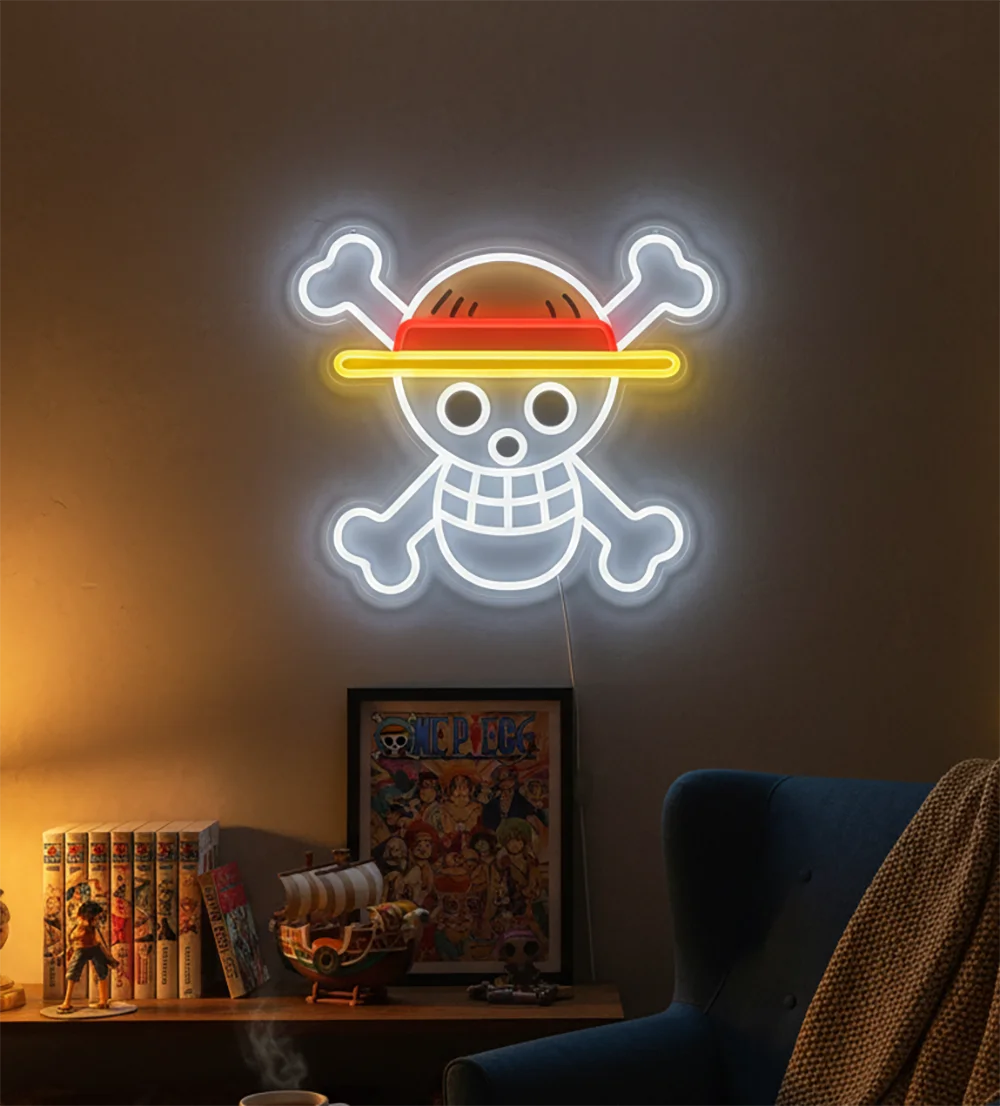 Premium Luffy Neon LED Wandkunst