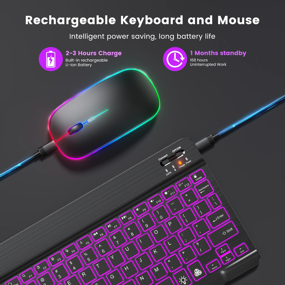 Beleuchtetes Bluetooth Tastatur-Maus-Set