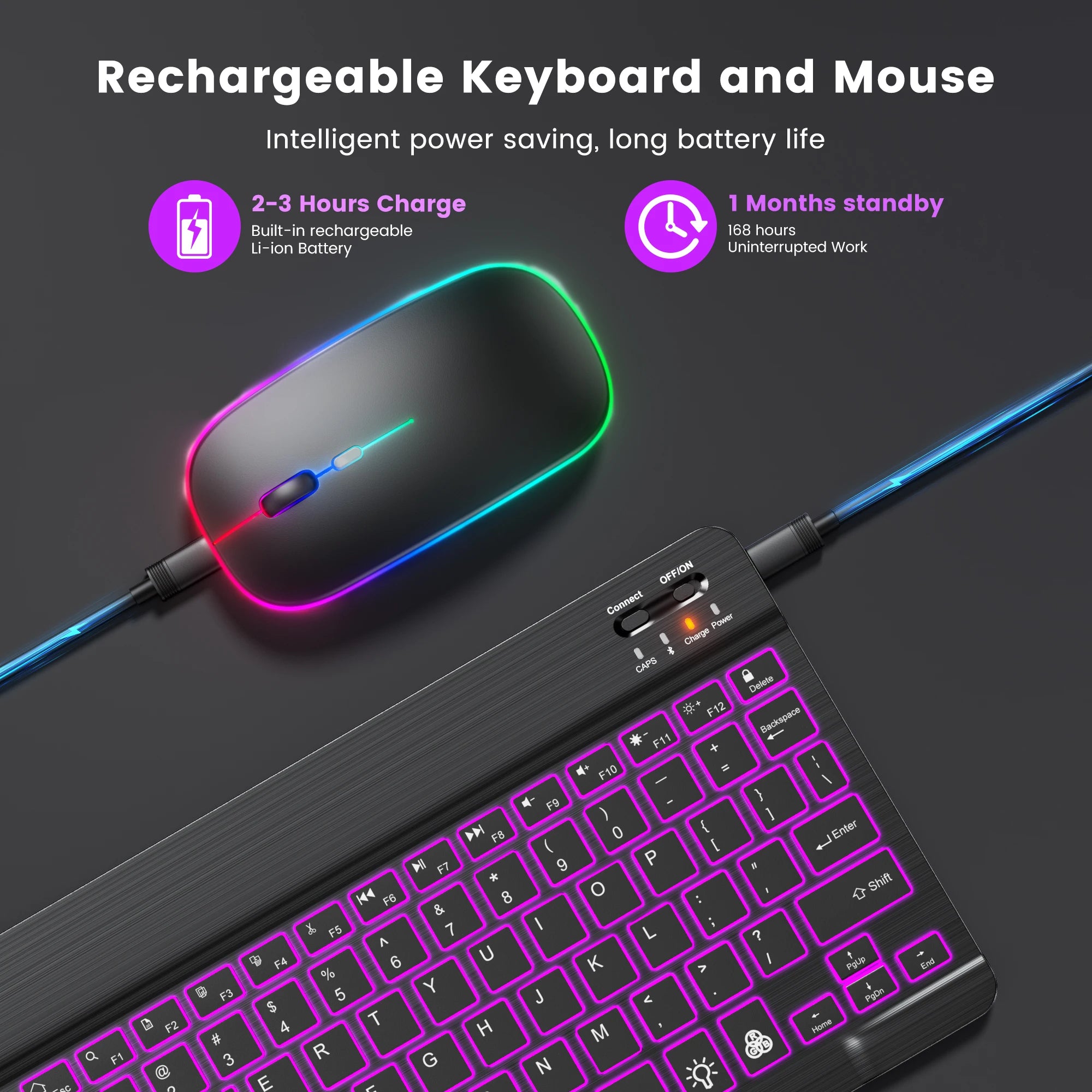Backlit Bluetooth Keyboard Mouse Set