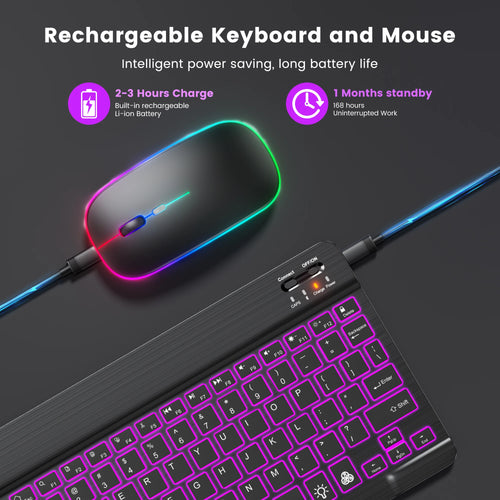 Backlit Bluetooth Keyboard Mouse Set