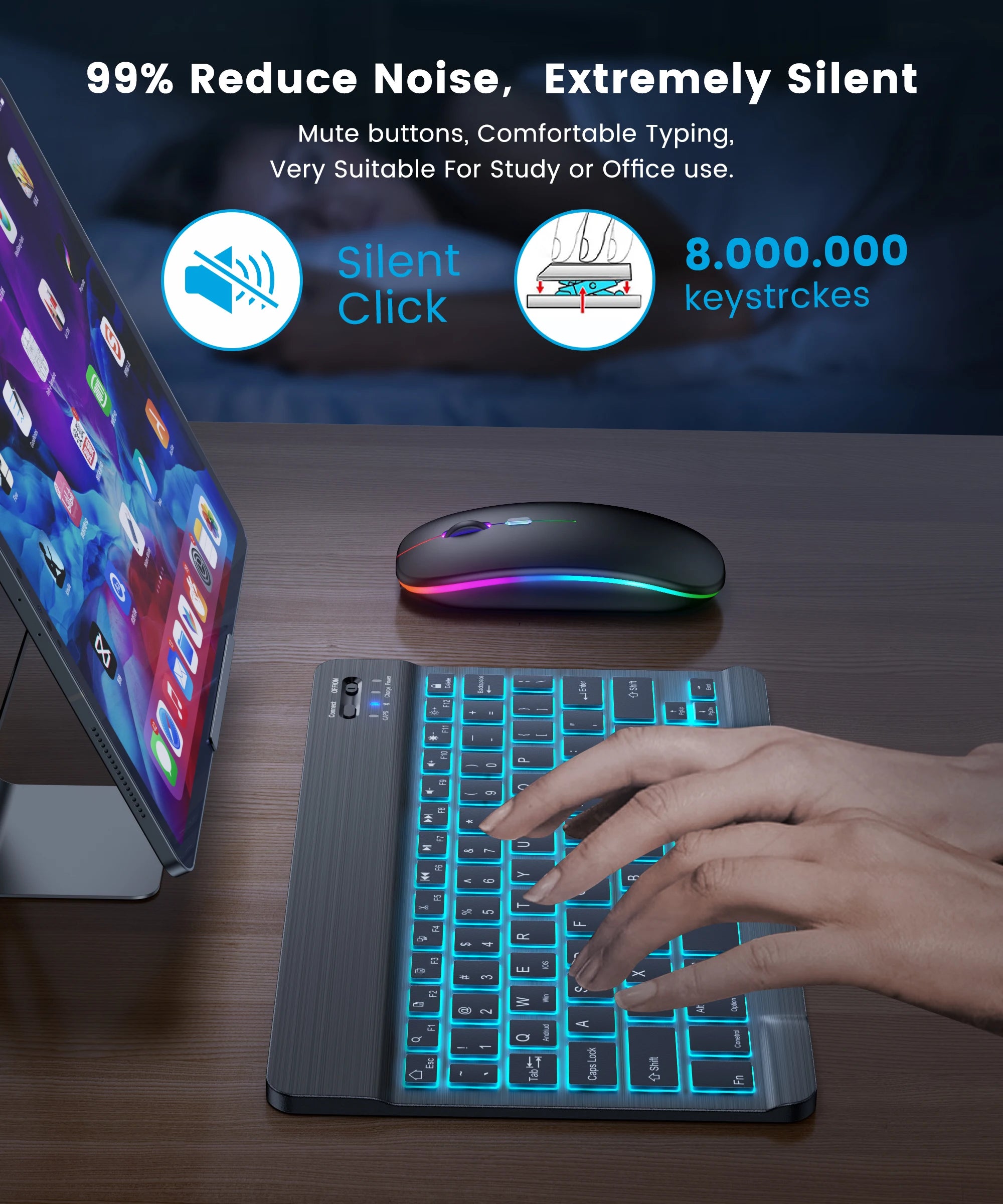 Backlit Bluetooth Keyboard Mouse Set
