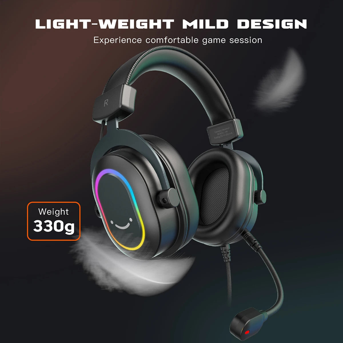 Fifine RGB Gaming Headset mit Mikrofon – 7.1 Surround Sound, Over-Ear, PC/PS4/PS5