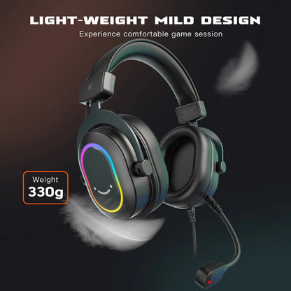 Fifine RGB Gaming Headset mit Mikrofon – 7.1 Surround Sound, Over-Ear, PC/PS4/PS5