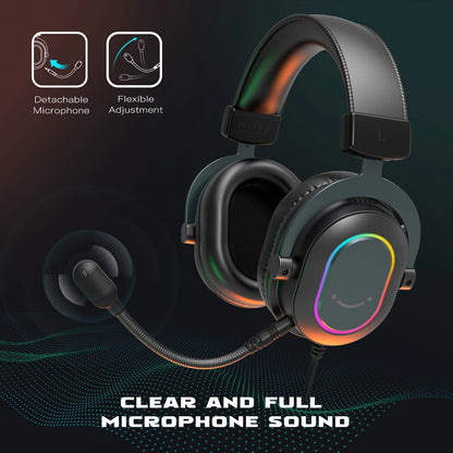 Fifine RGB Gaming Headset mit Mikrofon – 7.1 Surround Sound, Over-Ear, PC/PS4/PS5