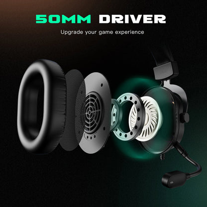 Fifine RGB Gaming Headset mit Mikrofon – 7.1 Surround Sound, Over-Ear, PC/PS4/PS5