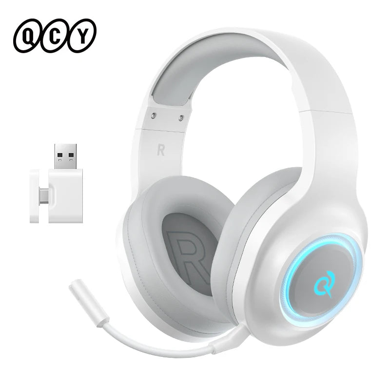 QCY Heroad V200 Over-Ear Headphones Bluetooth 6.0 Wireless Earphones 50mm Driver 7.1 Surround Sound RGB Gaming Headset with Mic
