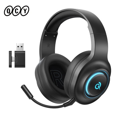 QCY Heroad V200 Over-Ear Headphones Bluetooth 6.0 Wireless Earphones 50mm Driver 7.1 Surround Sound RGB Gaming Headset with Mic