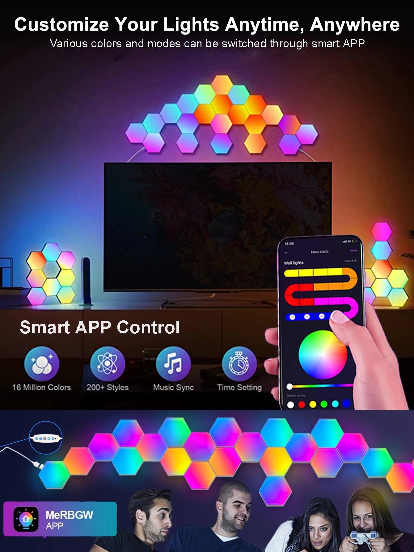 Modular 3D Hexagon Lighting System