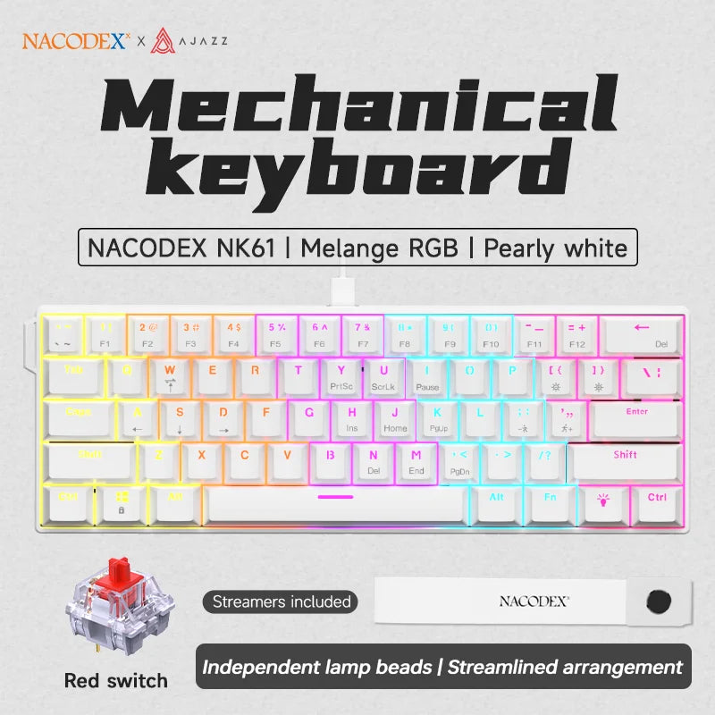 AJAZZ NK61 Mechanisches Gaming Keyboard 60% | RGB, Hot-Swap, Red Switch