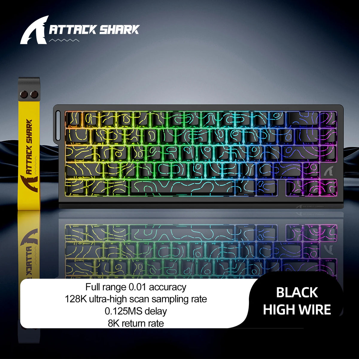ATTACK SHARK X68 HE Rapid Trigger 8KHz Magnetic Keyboard, 0.01mm RT Accuracy, 60% Layout, RGB, Support RT/Snap Tap/DKS/MT/TGL