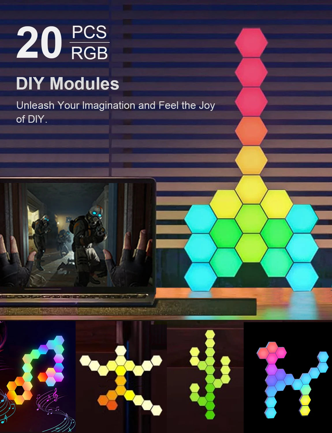 Modulares 3D Hexagon Lichtsystem