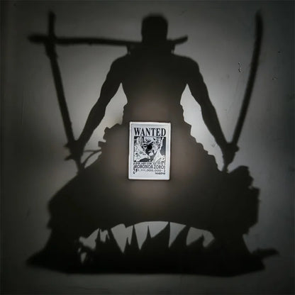 Anime WANTED Luffy Zoro Lamp One Piece Sanji Projector Wall Lamp Creativity Shadow Night Light Model Decoration Collection Toy