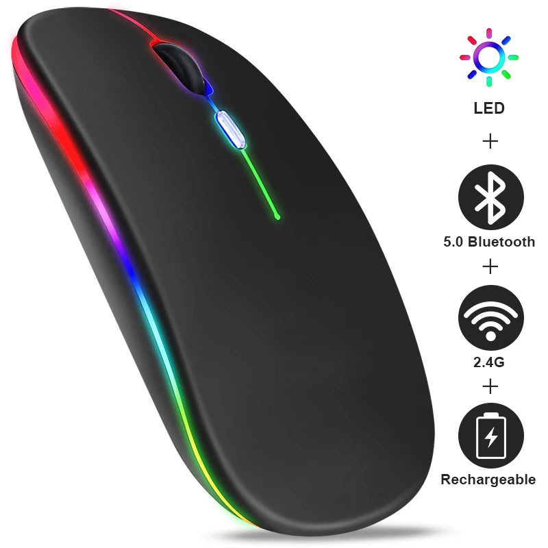 Dual-Mode Bluetooth Gaming Maus – Kabellos, 1600 DPI, Transparent Design