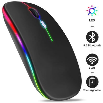 Dual-Mode Bluetooth Gaming Maus – Kabellos, 1600 DPI, Transparent Design