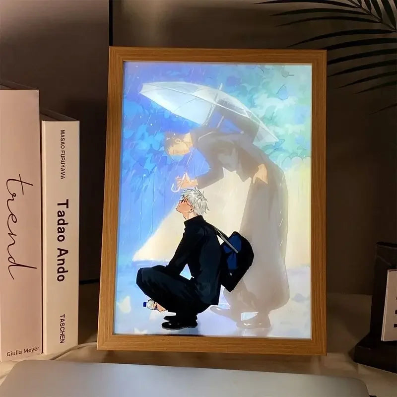 Gojo Satoru 3D-Lichtrahmen aus Massivholz
