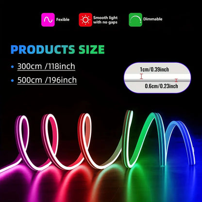 Neon RGB LED Rope Lights LED Strip Lights Outdoor Waterproof with Music Sync, LED Lights for Bedroom with Remote and App