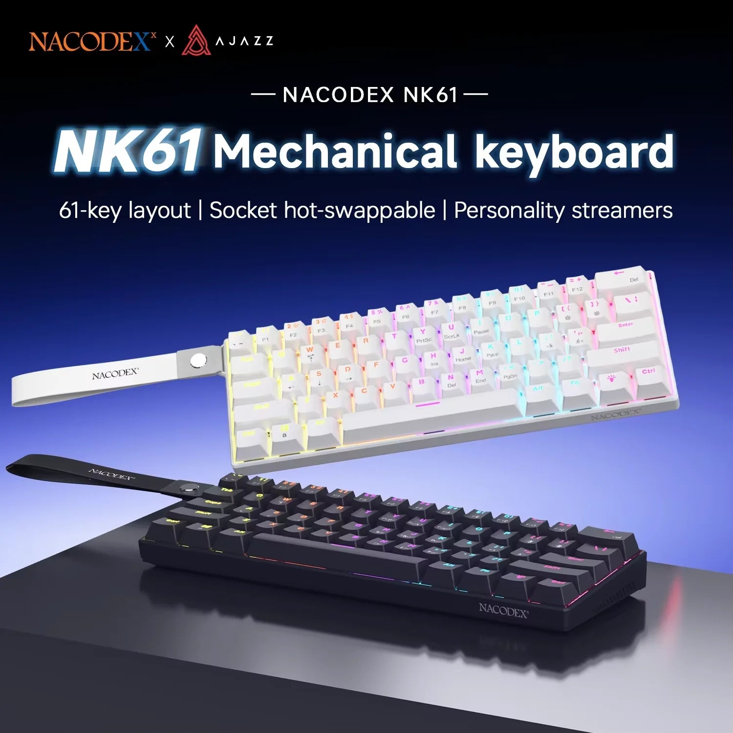 AJAZZ NK61 Mechanisches Gaming Keyboard 60% | RGB, Hot-Swap, Red Switch