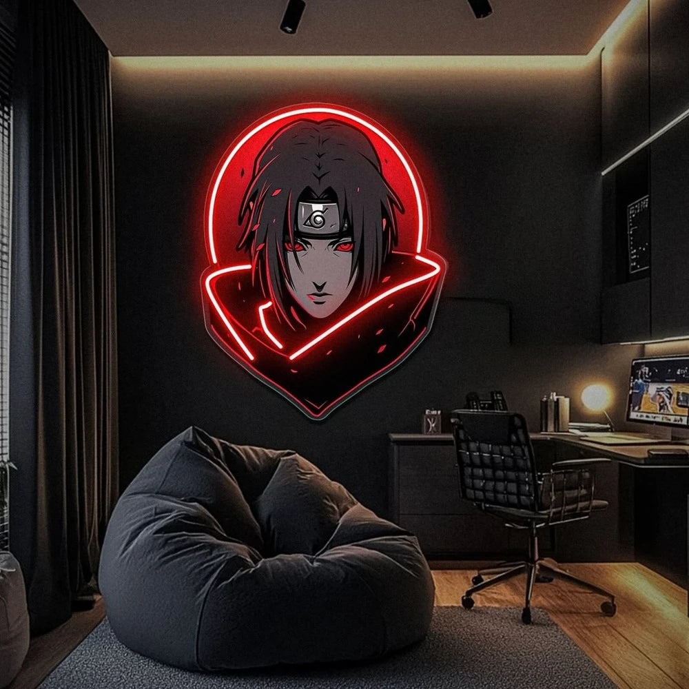 Naruto Itachi Uchiha Neon Light Sign USB Powered Dimmable LED Anime Wall Decor for Bedroom Gaming Room Decor Anime Fans Gift