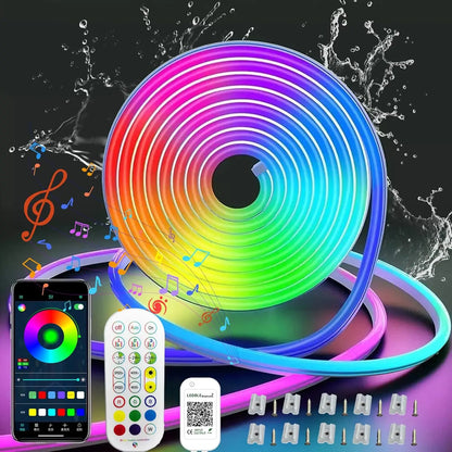 Neon RGB LED Rope Lights LED Strip Lights Outdoor Waterproof with Music Sync, LED Lights for Bedroom with Remote and App