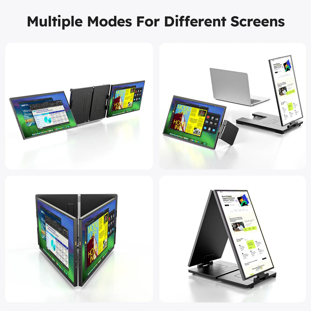 15.6inch Triple Screen Extender For Laptops 1080P FHD IPS Portable Dual External Monitors For Macbook Windows Extension 13-17